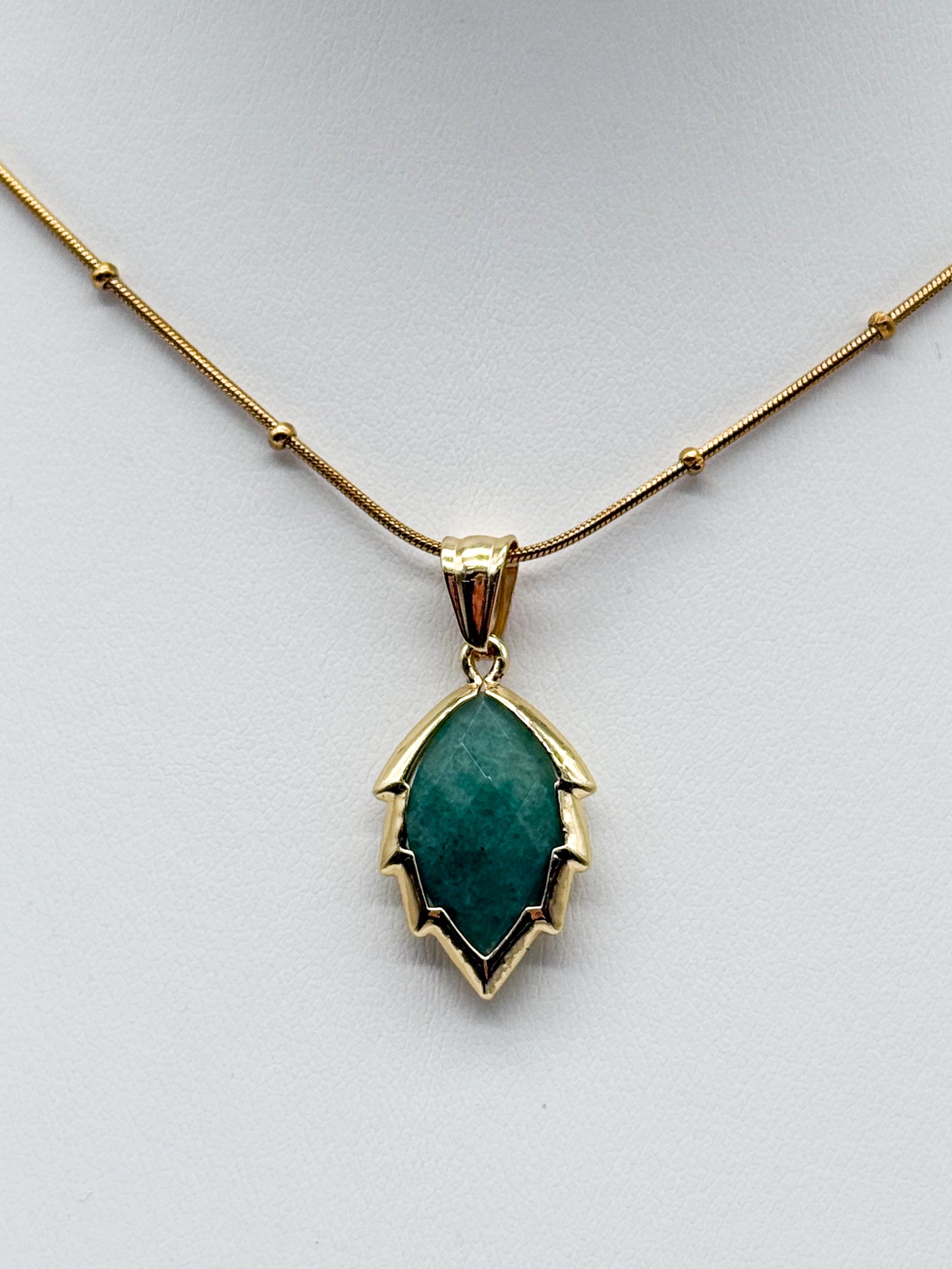 Aventurin Blätter-Kette | Gold und Silber | Edelstahl