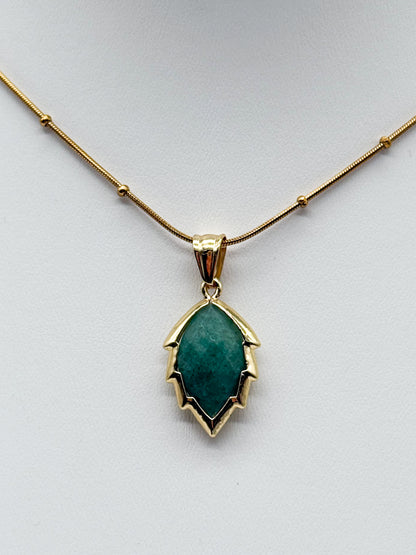 Aventurin Blätter-Kette | Gold und Silber | Edelstahl