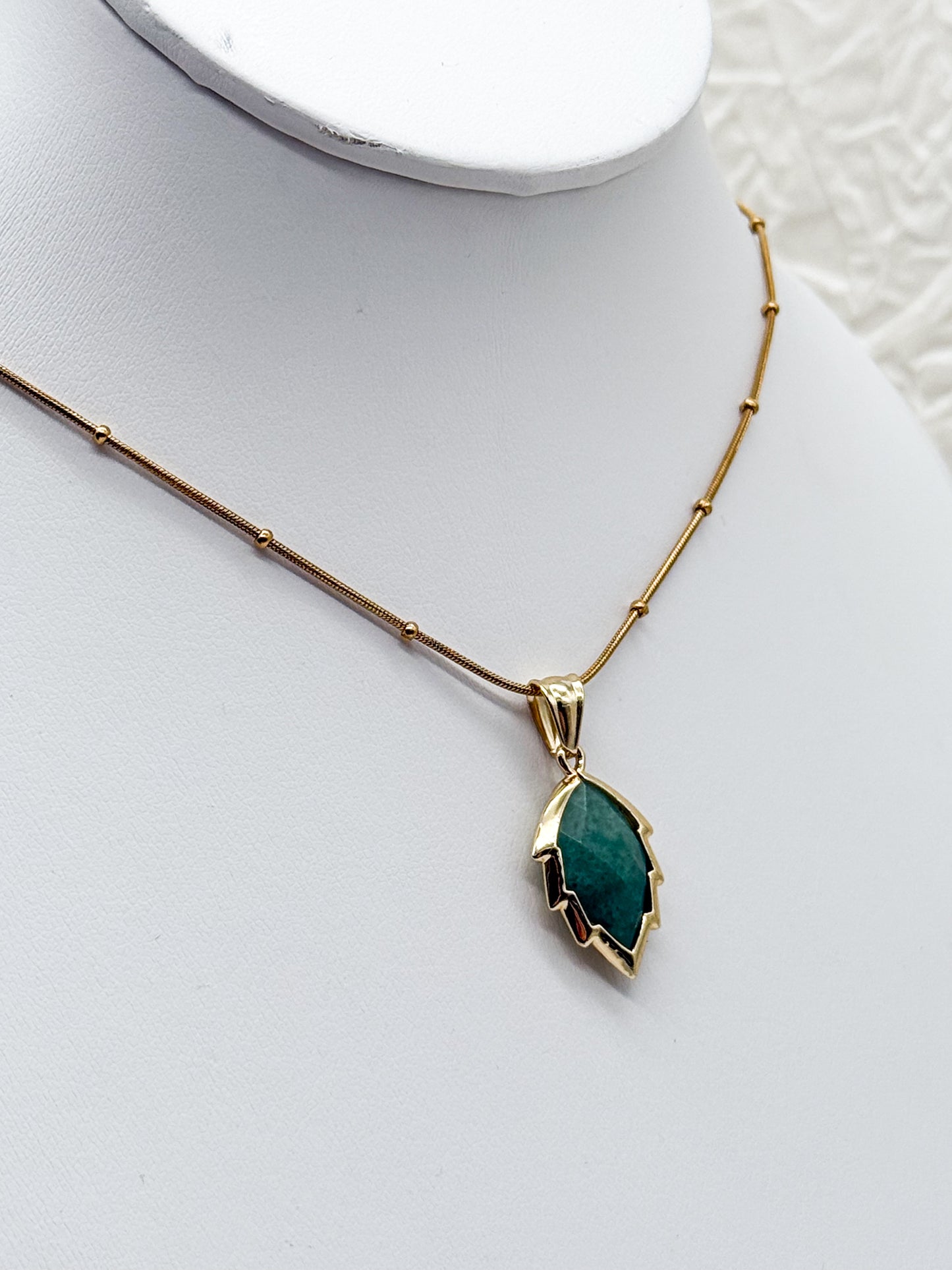 Aventurin Blätter-Kette | Gold und Silber | Edelstahl