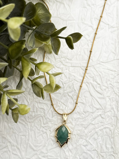 Aventurin Blätter-Kette | Gold und Silber | Edelstahl