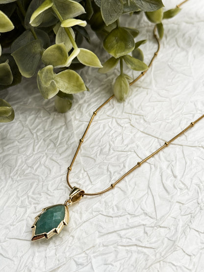 Aventurin Blätter-Kette | Gold und Silber | Edelstahl