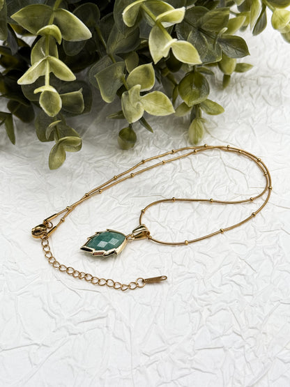 Aventurin Blätter-Kette | Gold und Silber | Edelstahl