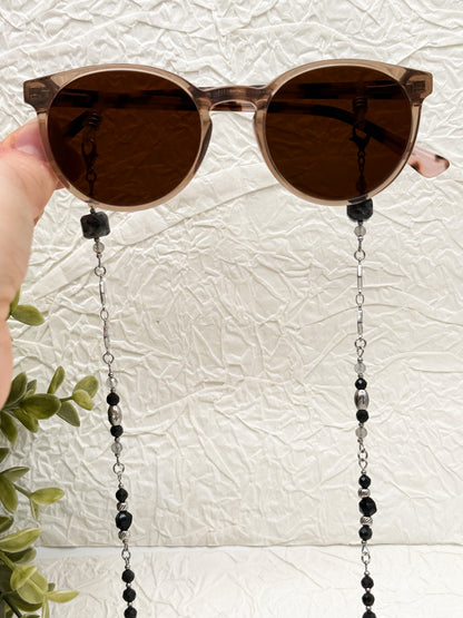 Brillenkette Dark Reputation mit Obsidian & Labradorit | Gold & Silber | Edelstahl