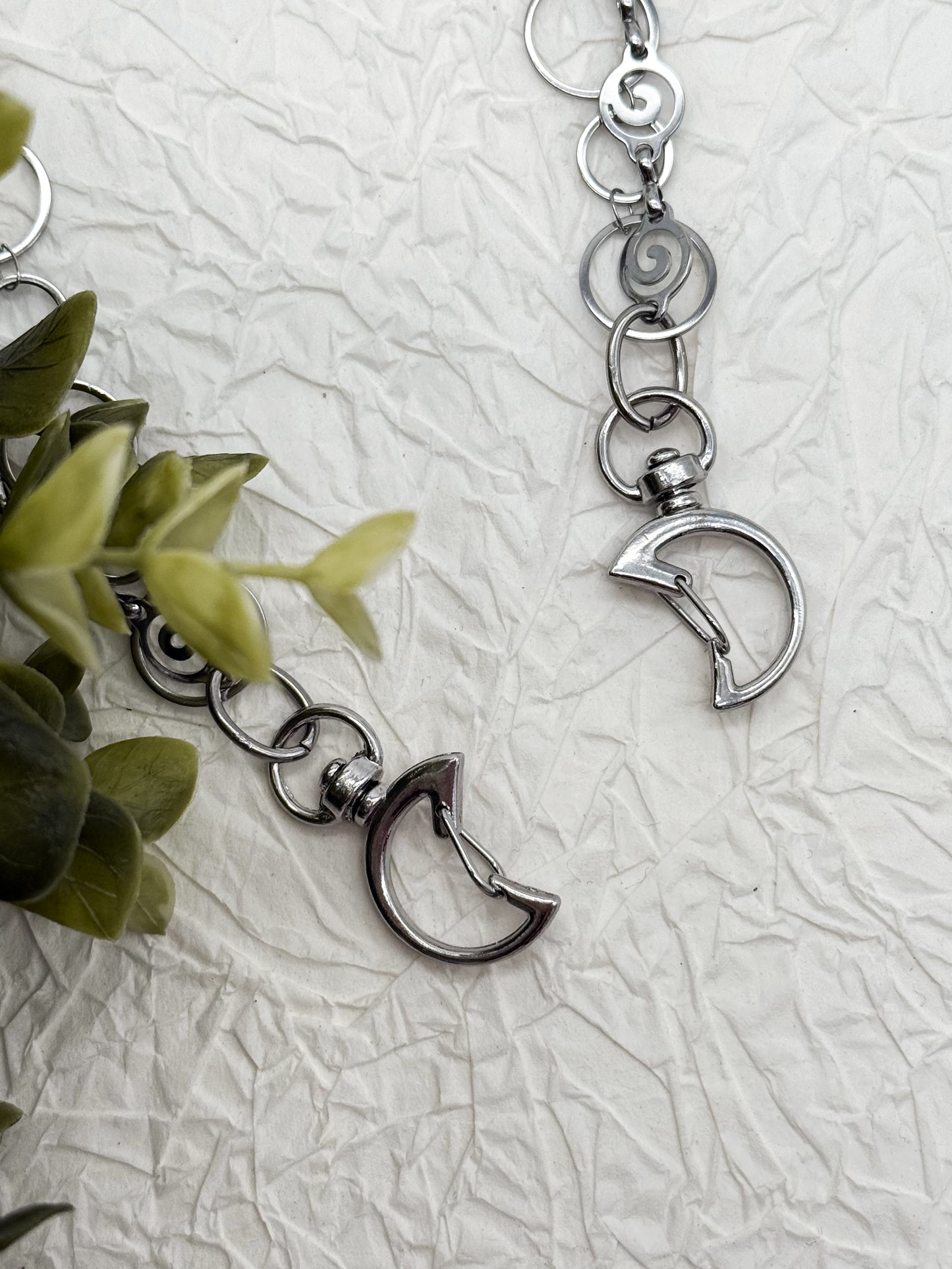 Gürtelkette - Taschenkette mit Mondstein & Bergkristall | Silber & Gold | Edelstahl