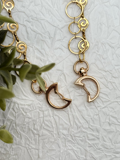 Gürtelkette - Taschenkette mit Mondstein & Bergkristall | Silber & Gold | Edelstahl