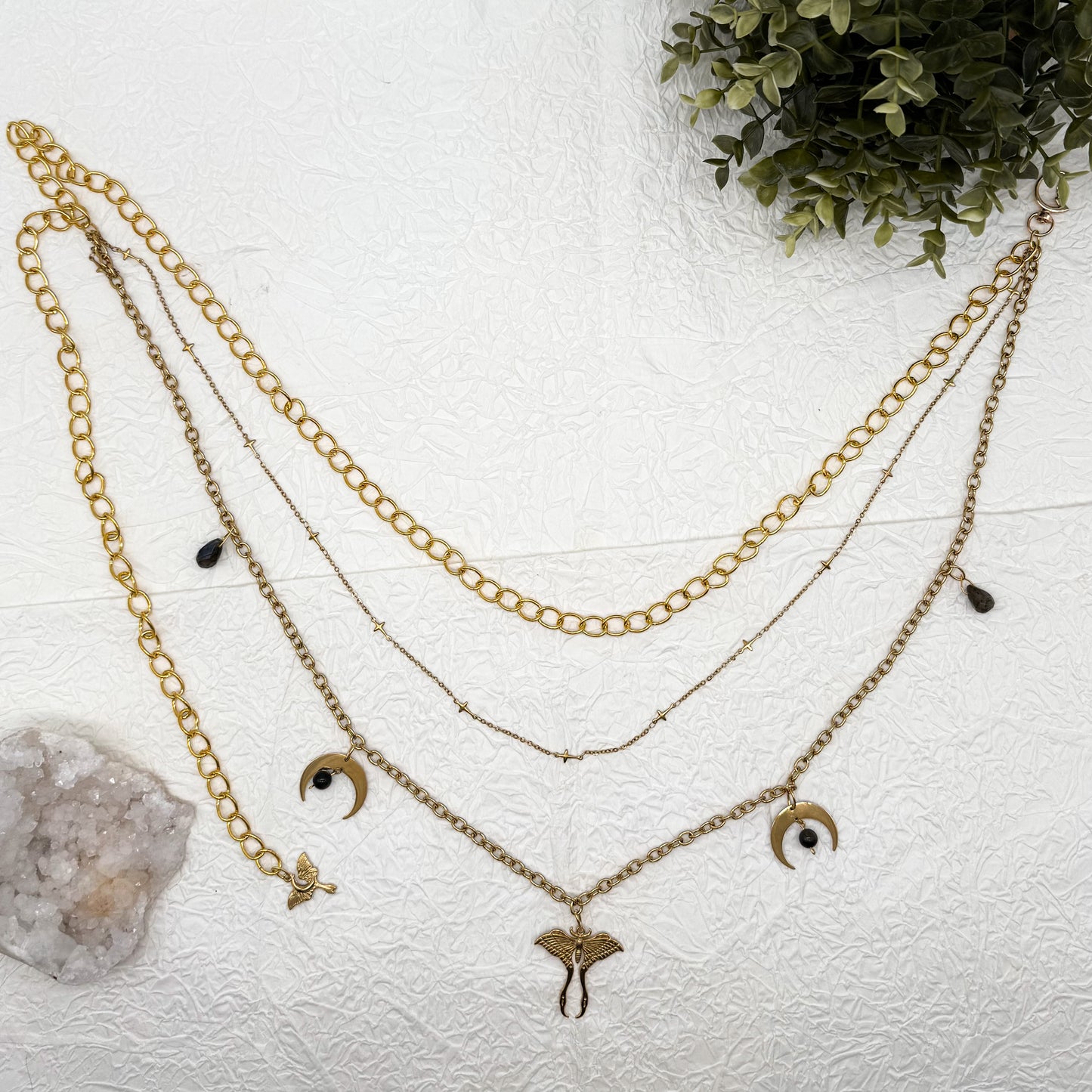 Taillengürtel Dark Moth Labradorit & Obsidian | Silber & Gold | Edelstahl