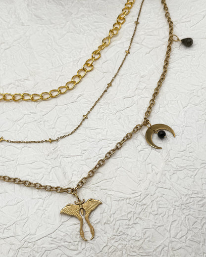 Taillengürtel Dark Moth Labradorit & Obsidian | Silber & Gold | Edelstahl