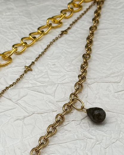 Taillengürtel Dark Moth Labradorit & Obsidian | Silber & Gold | Edelstahl