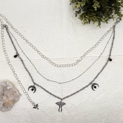 Taillengürtel Dark Moth Labradorit & Obsidian | Silber & Gold | Edelstahl