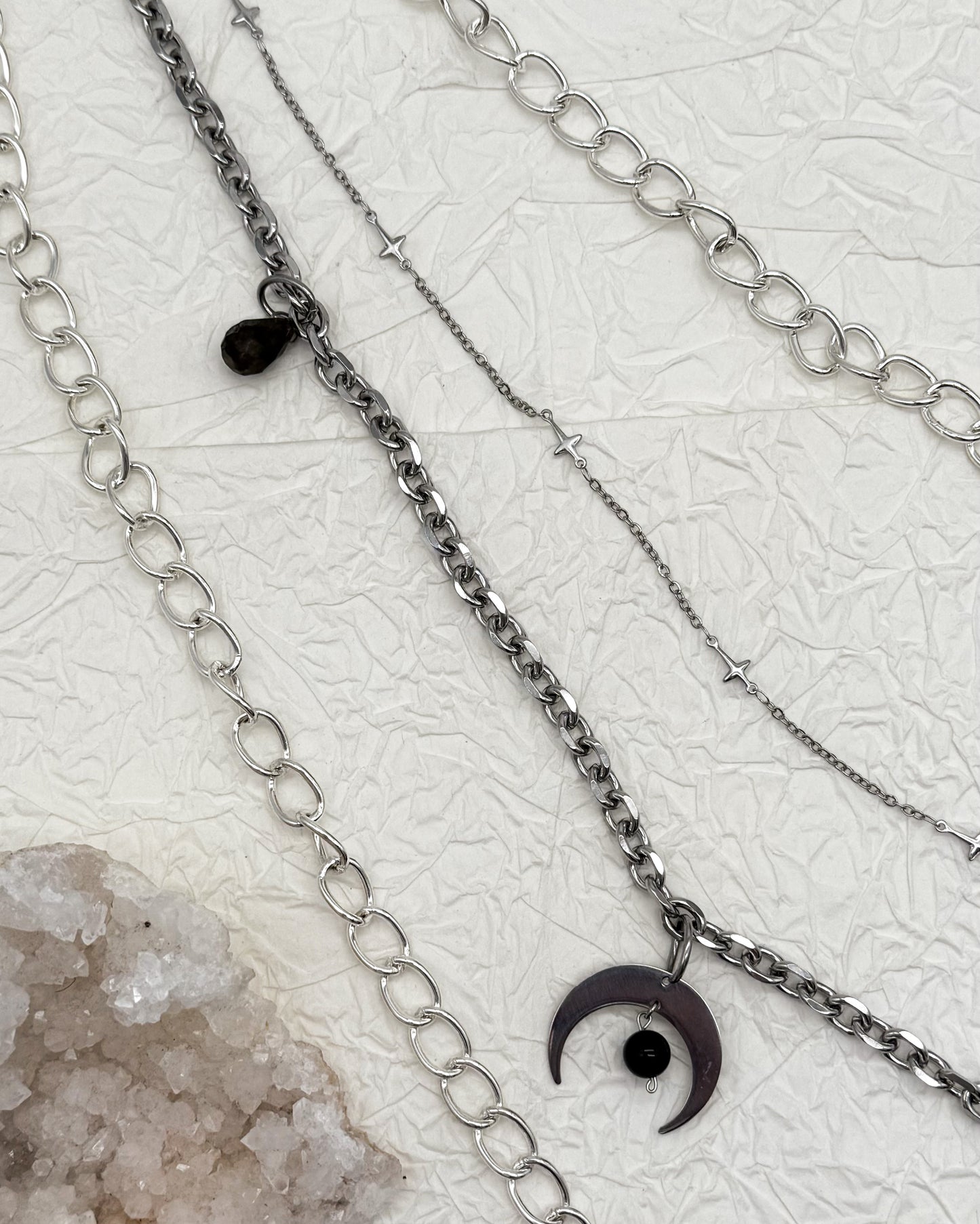 Taillengürtel Dark Moth Labradorit & Obsidian | Silber & Gold | Edelstahl