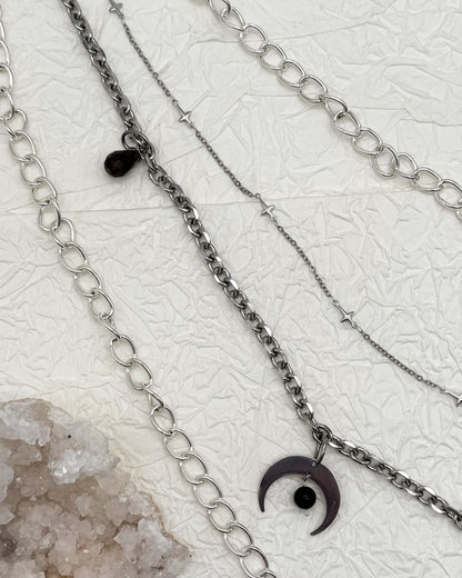 Taillengürtel Dark Moth Labradorit & Obsidian | Silber & Gold | Edelstahl