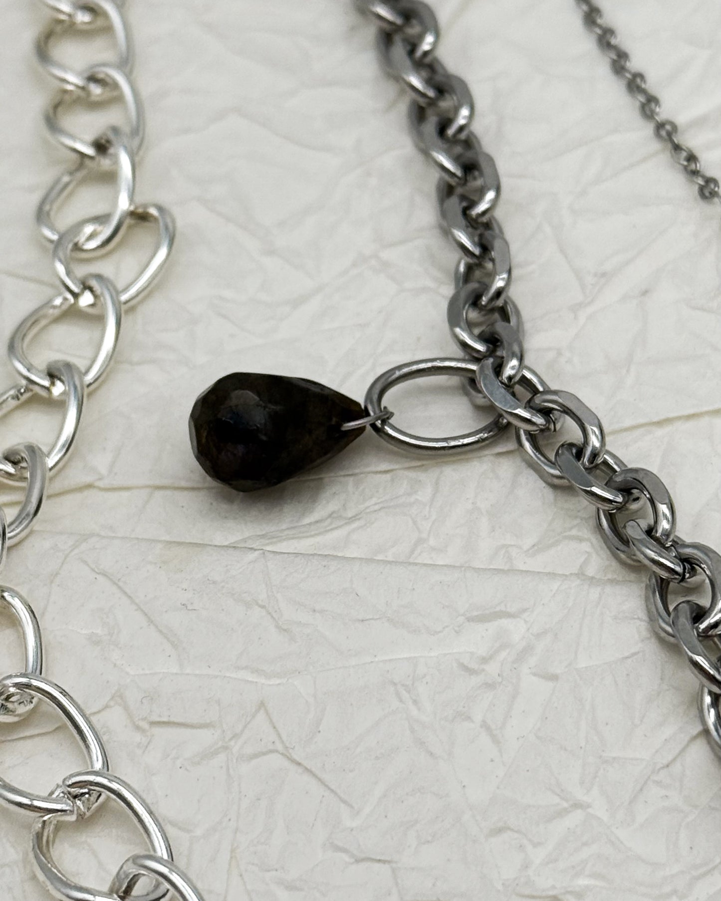 Taillengürtel Dark Moth Labradorit & Obsidian | Silber & Gold | Edelstahl