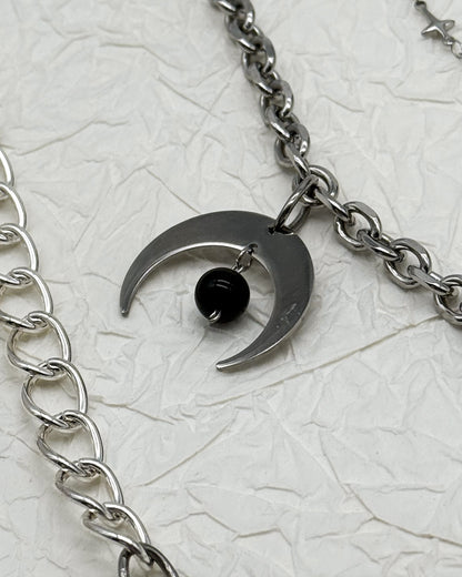 Taillengürtel Dark Moth Labradorit & Obsidian | Silber & Gold | Edelstahl