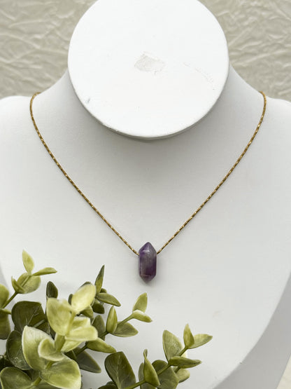Schlichte Amethyst Kette | Gold und Silber | Edelstahl