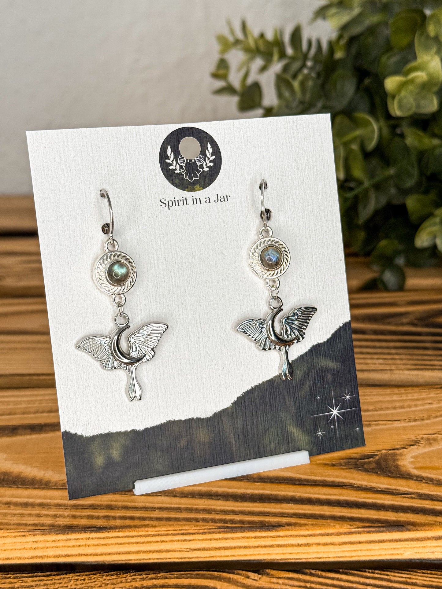 Little Moon Moth Ohrringe - Labradorit| Silber oder Gold