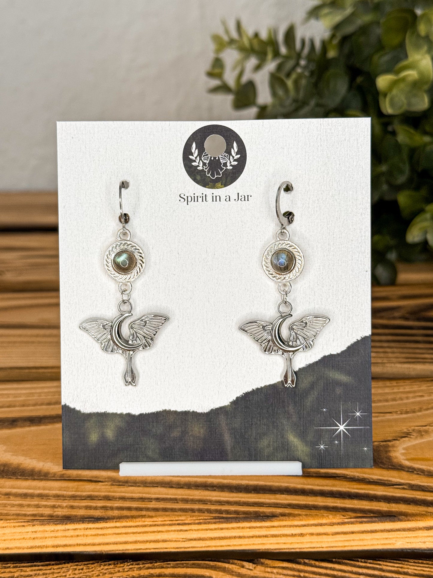 Little Moon Moth Ohrringe - Labradorit| Silber oder Gold