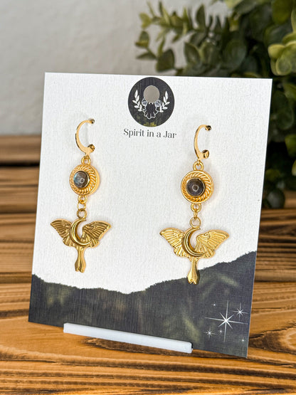 Little Moon Moth Ohrringe - Labradorit| Silber oder Gold