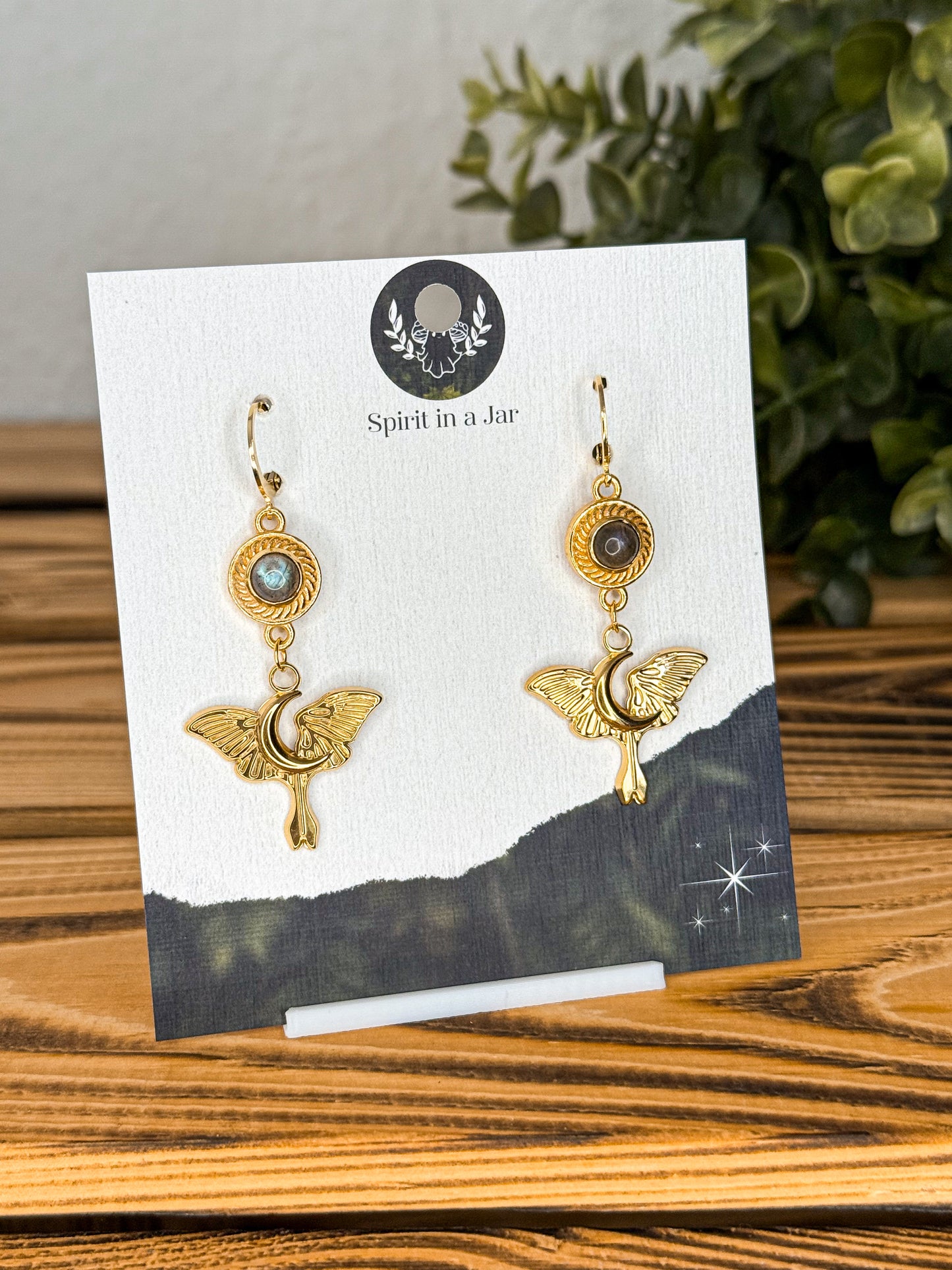 Little Moon Moth Ohrringe - Labradorit| Silber oder Gold