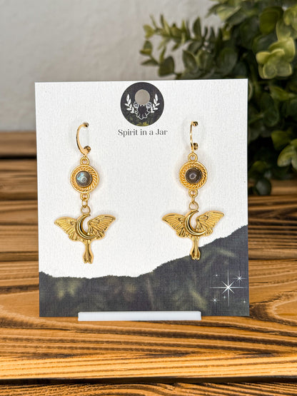 Little Moon Moth Ohrringe - Labradorit| Silber oder Gold