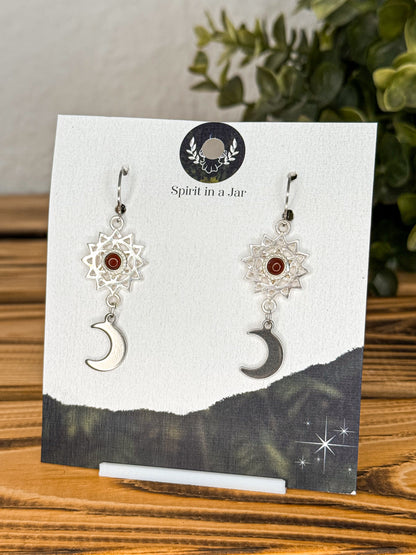 Compass to the moon Ohrringe - Karneol | Silber oder Gold