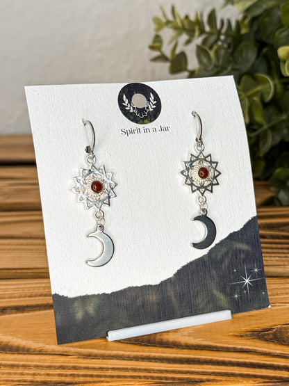 Compass to the moon Ohrringe - Karneol | Silber oder Gold