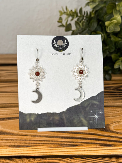 Compass to the moon Ohrringe - Karneol | Silber oder Gold