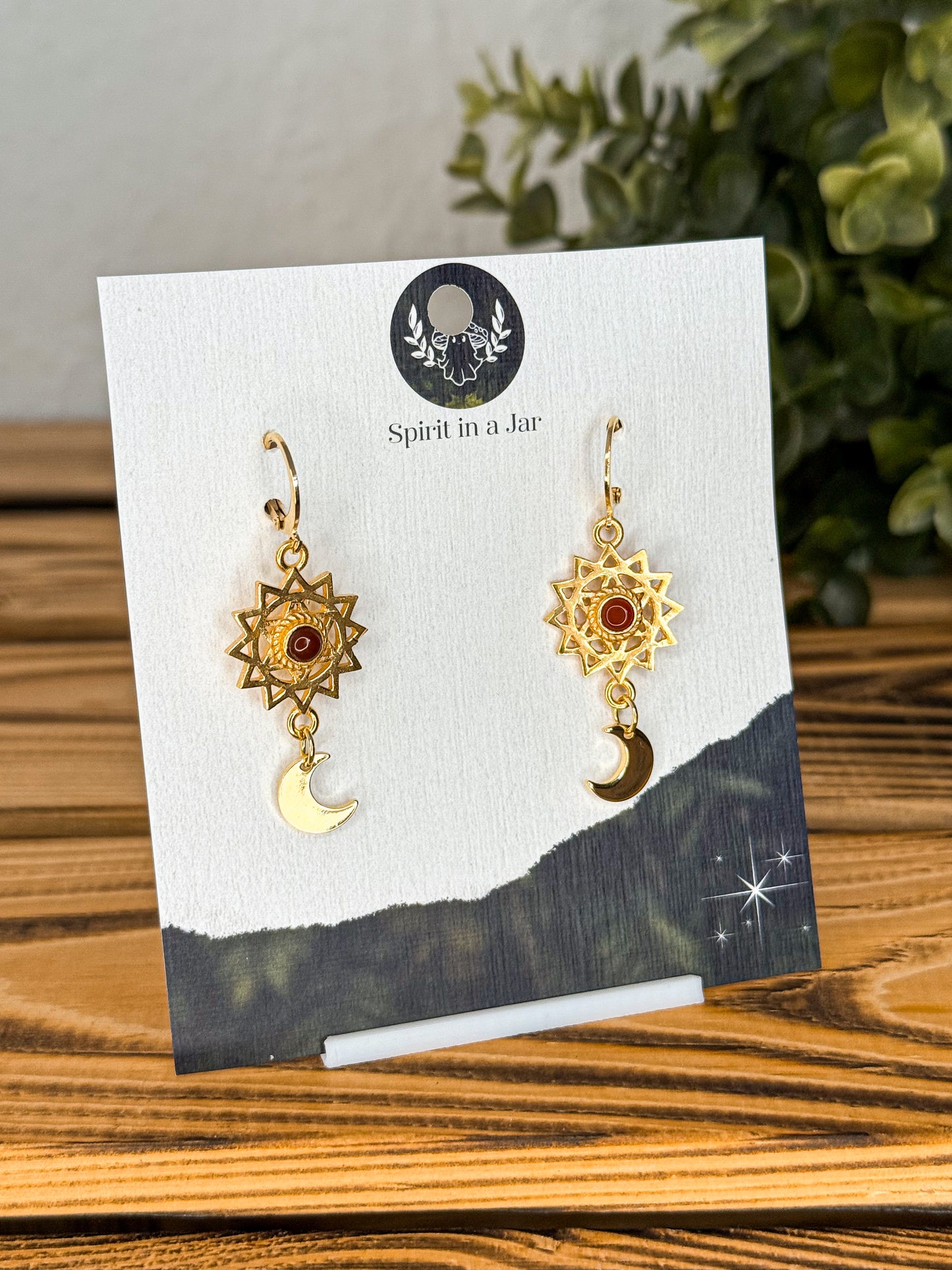 Compass to the moon Ohrringe - Karneol | Silber oder Gold