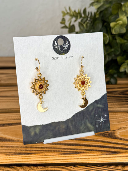 Compass to the moon Ohrringe - Karneol | Silber oder Gold