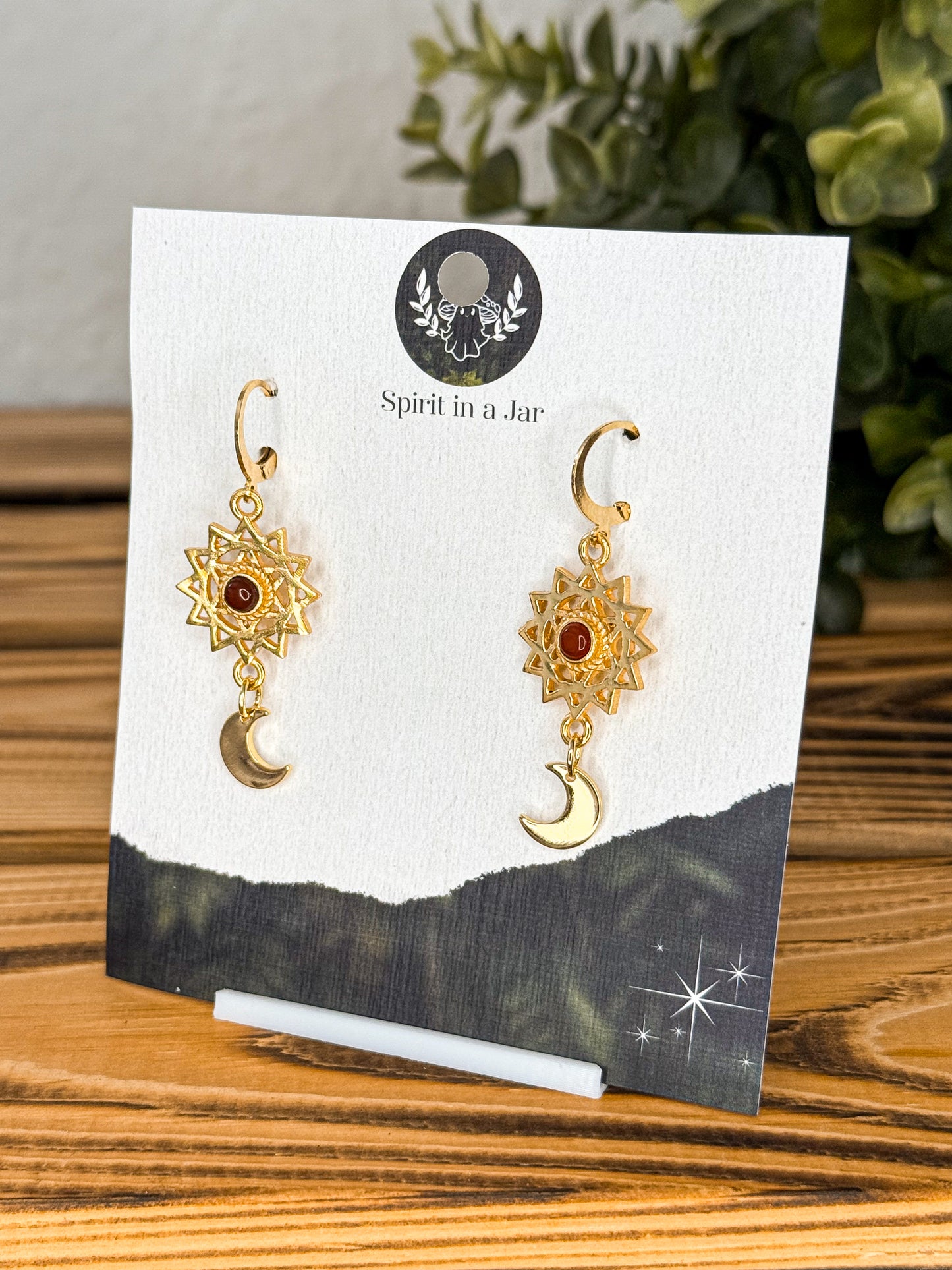 Compass to the moon Ohrringe - Karneol | Silber oder Gold