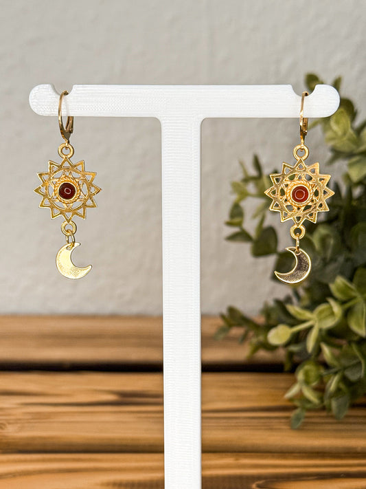 Compass to the moon Ohrringe - Karneol | Silber oder Gold