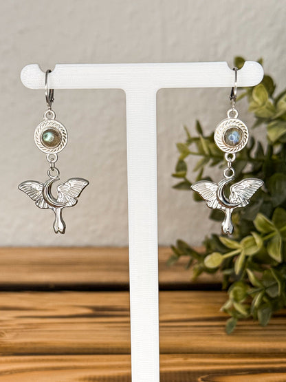 Little Moon Moth Ohrringe - Labradorit| Silber oder Gold