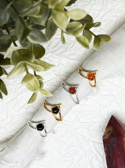 Soulstone Ring - Karneol & Obsidian | Größenverstellbar