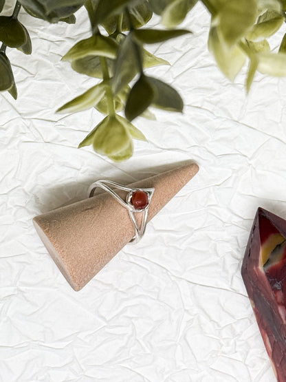 Soulstone Ring - Karneol & Obsidian | Größenverstellbar