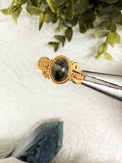 Your Druid Dream Ring - Moosachat & Aventurin Größenverstellbar