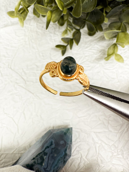 Your Druid Dream Ring - Moosachat & Aventurin Größenverstellbar