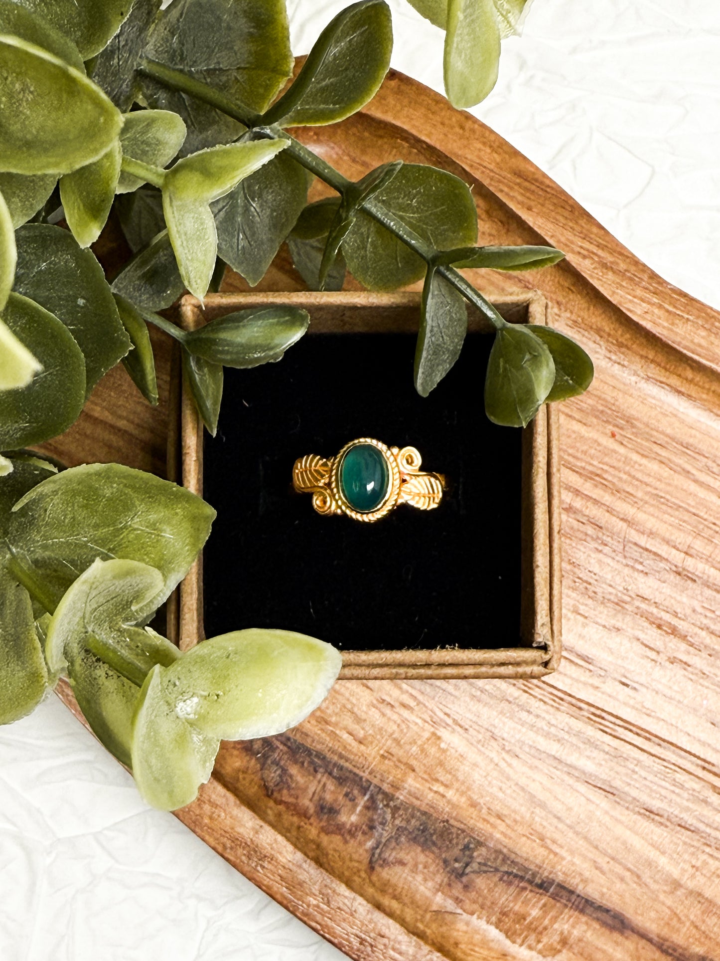 Your Druid Dream Ring - Moosachat & Aventurin Größenverstellbar