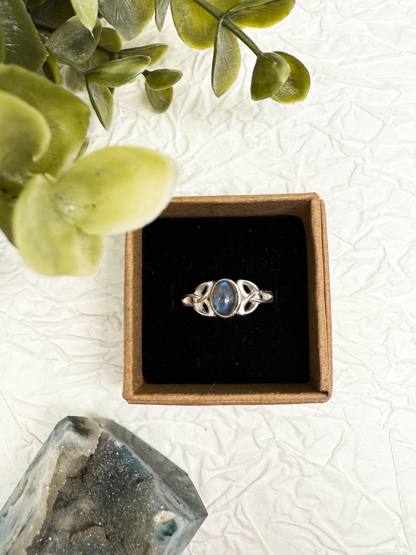 Witchknot Schutz Ring - Mondstein & Labradorit | Größenverstellbar