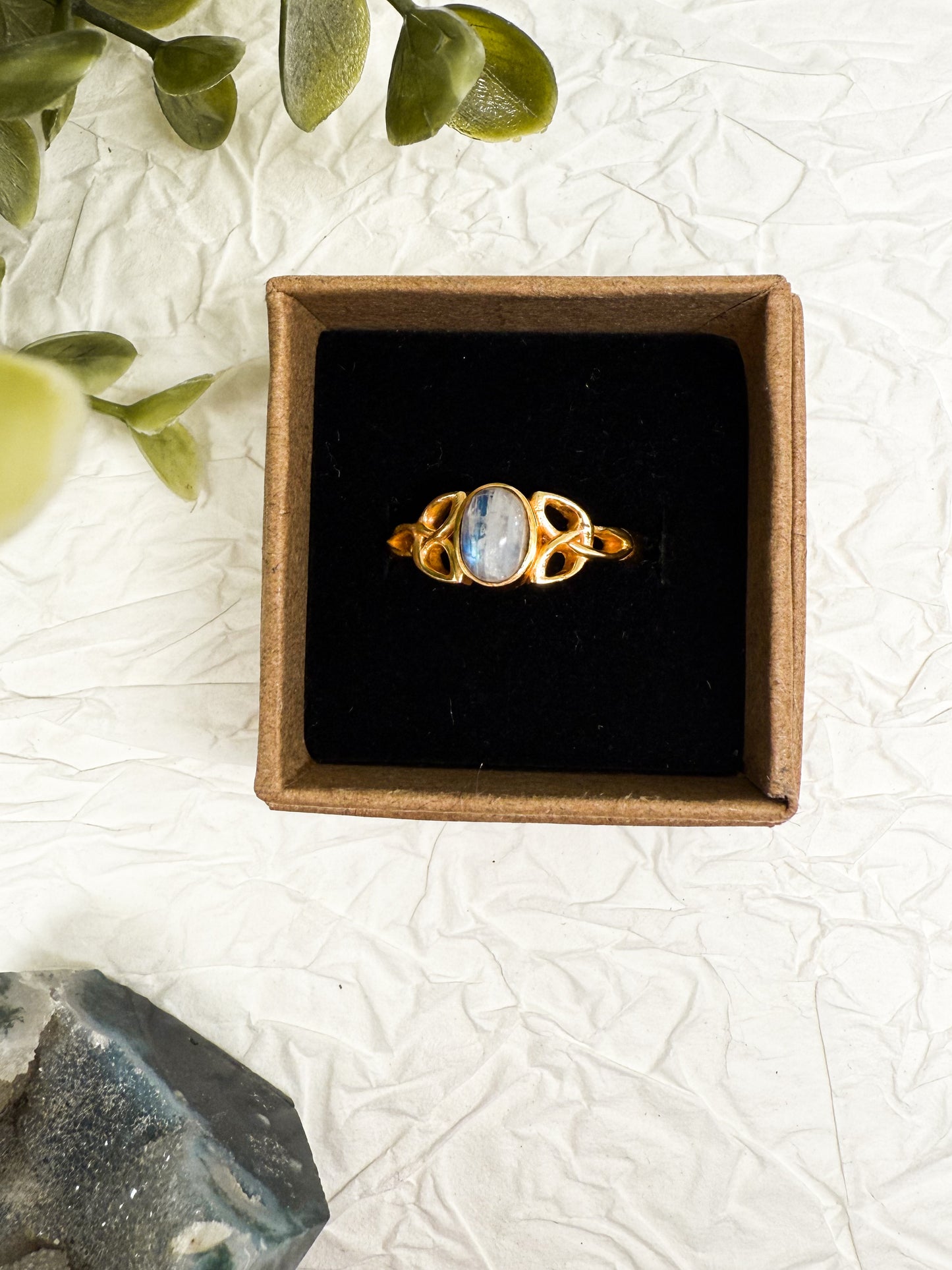 Witchknot Schutz Ring - Mondstein & Labradorit | Größenverstellbar