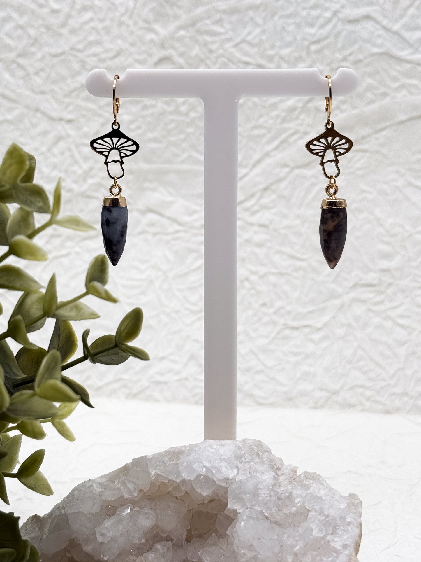 Pilzabenteuer | Blumenachat Ohrringe | Silber oder Gold