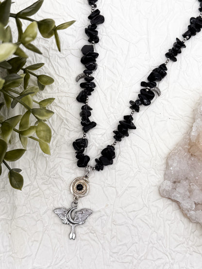 Umbra Lunae Obsidian Splitterkette | Gold & Silber