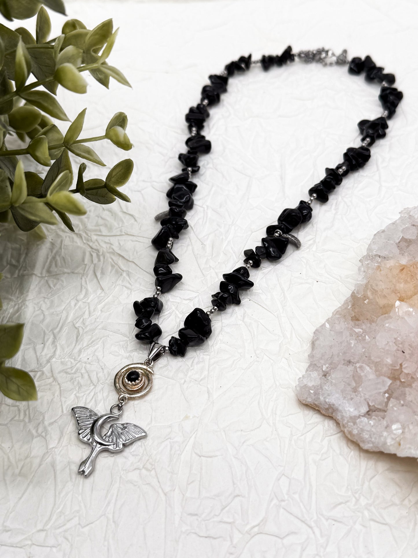 Umbra Lunae Obsidian Splitterkette | Gold & Silber