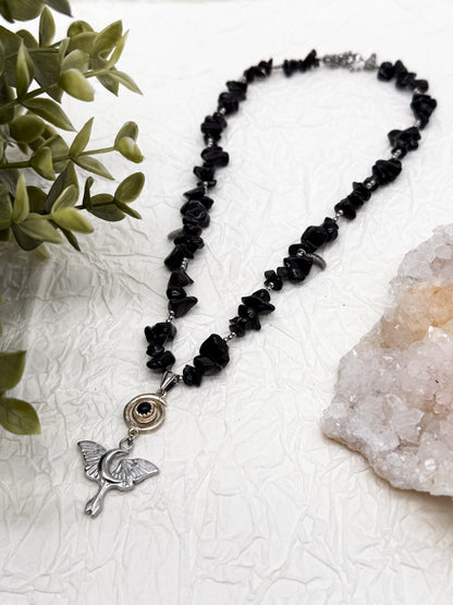 Umbra Lunae Obsidian Splitterkette | Gold & Silber