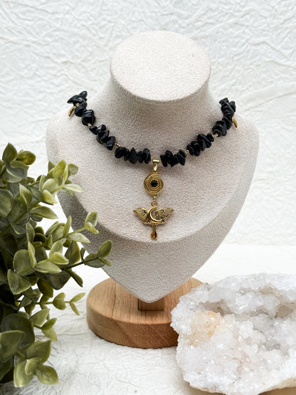 Umbra Lunae Obsidian Splitterkette | Gold & Silber