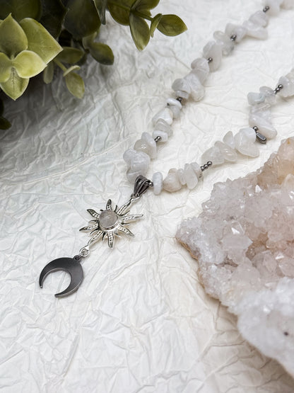 "Luna Solis" Mondstein Splitterkette | Gold & Silberli