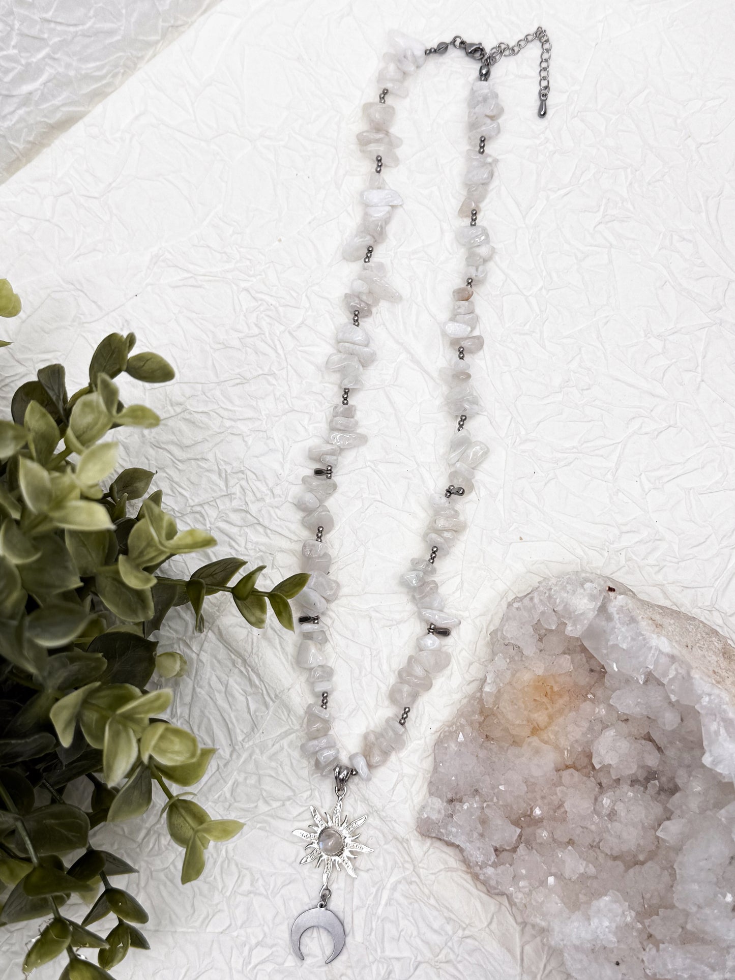 "Luna Solis" Mondstein Splitterkette | Gold & Silberli