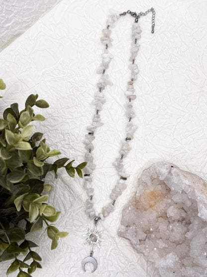 "Luna Solis" Mondstein Splitterkette | Gold & Silberli