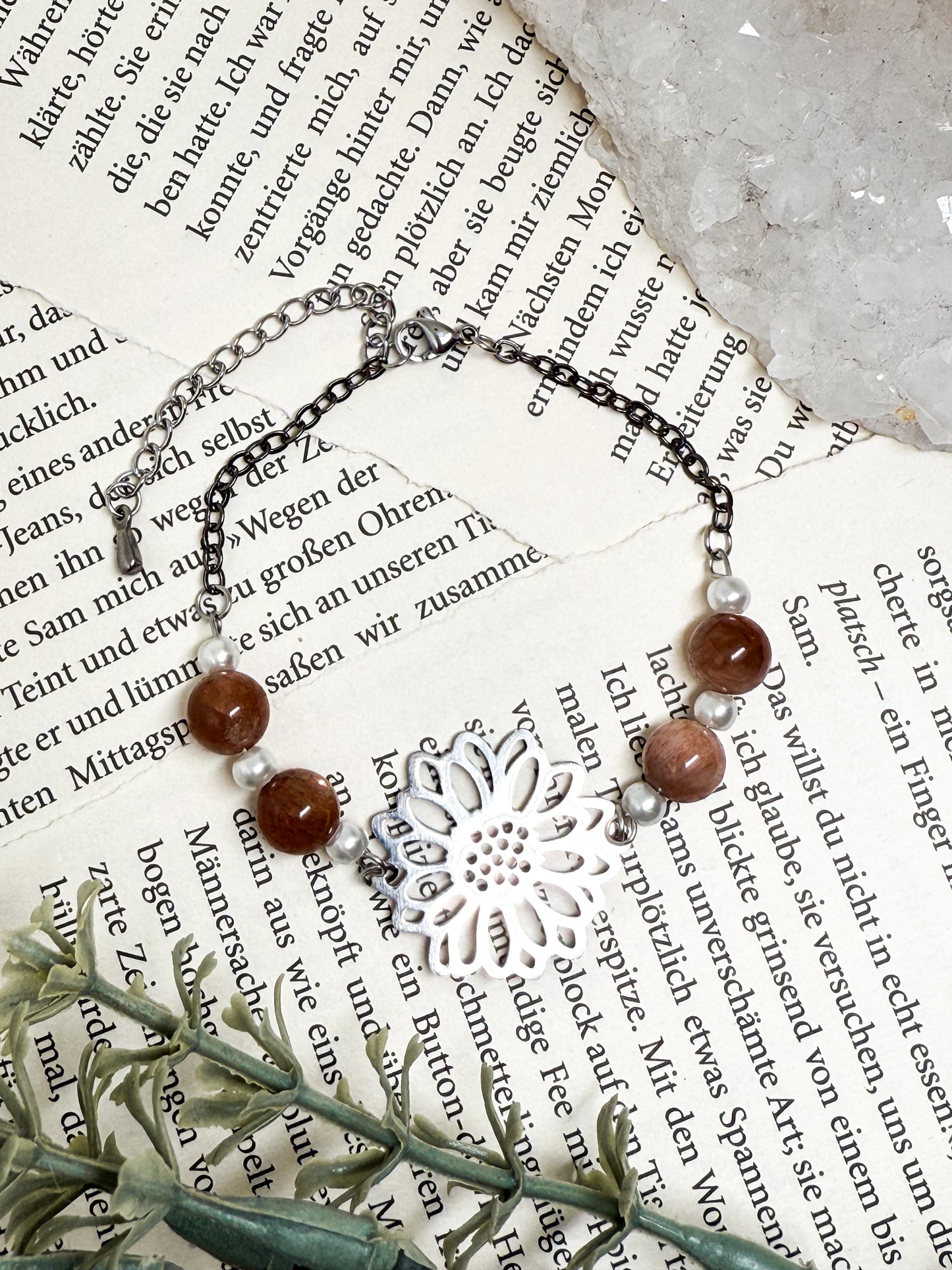 Sonnenstein Blumen Armand | Silber & Gold | Edelstahl