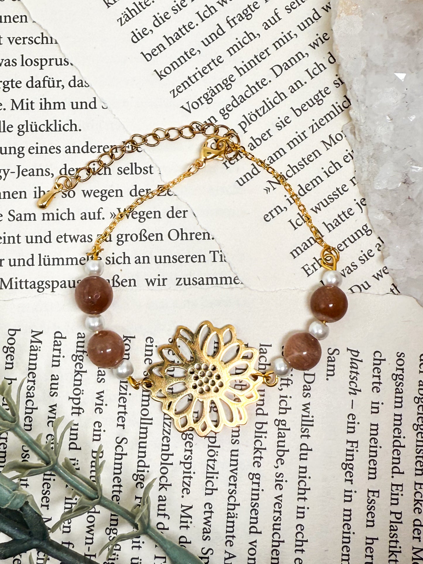 Sonnenstein Blumen Armand | Silber & Gold | Edelstahl