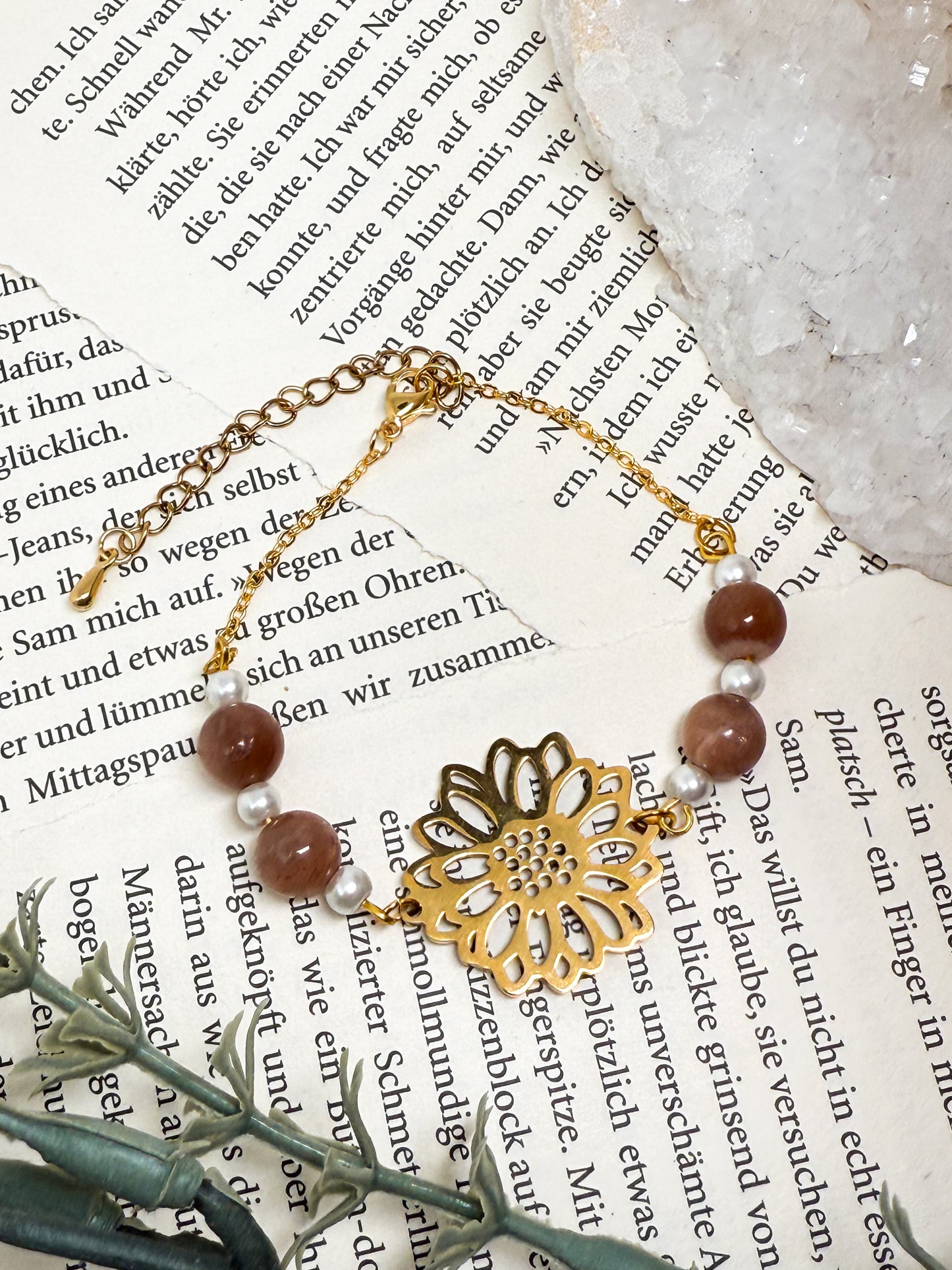 Sonnenstein Blumen Armand | Silber & Gold | Edelstahl