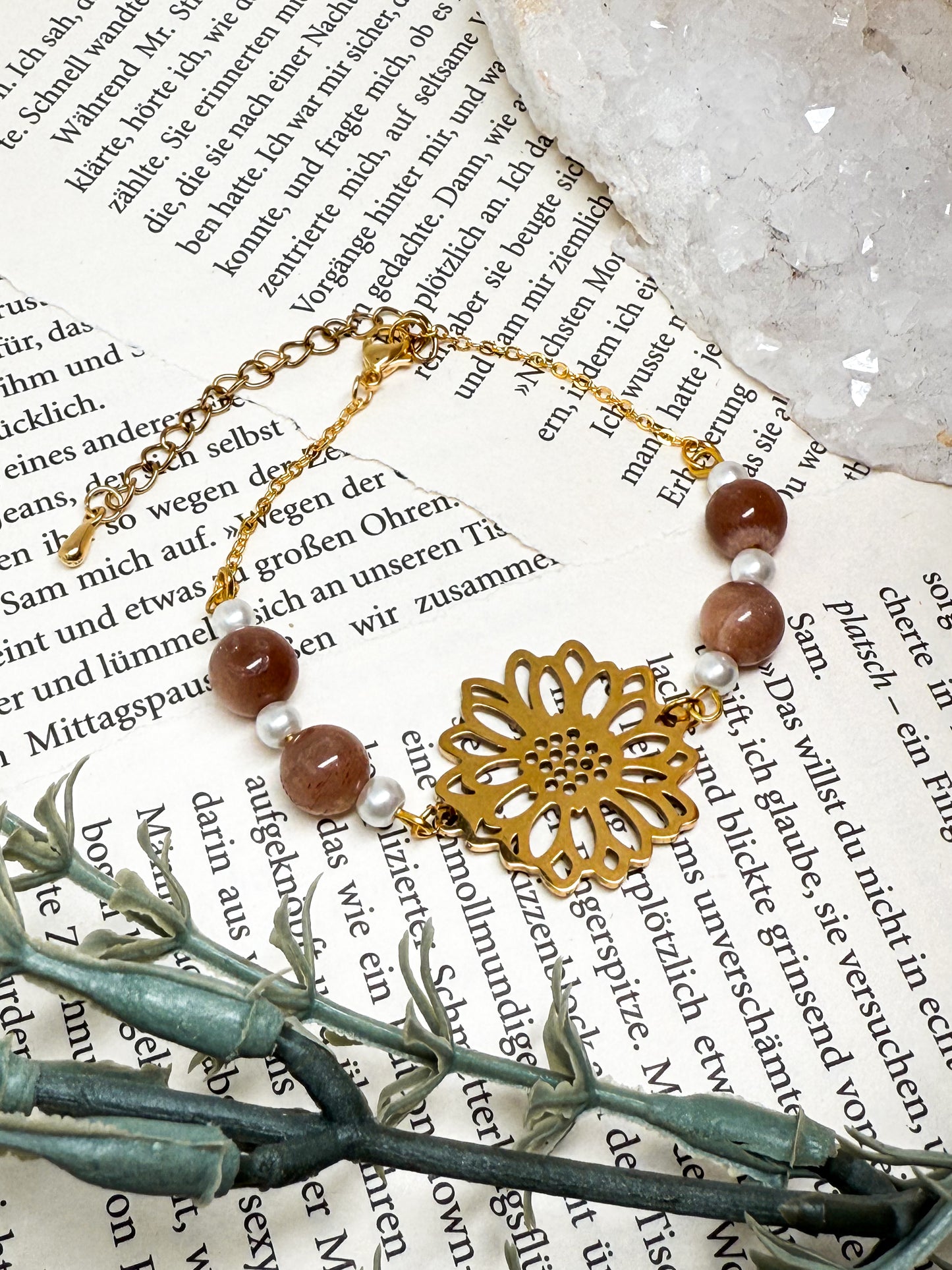 Sonnenstein Blumen Armand | Silber & Gold | Edelstahl